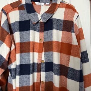 Denim & Co Canyon Retreat Cozy Plaid Collared Button Shacket - 3X